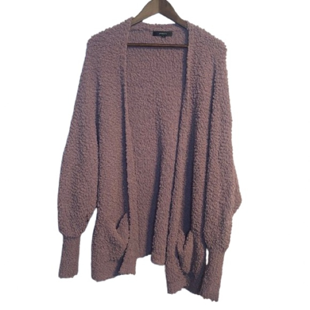 Zesica Pretty Cozy Comfy Purple/Lilac Sweater Bauble Cardigan Balloon Sleeves